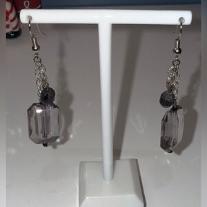 Earrings: Silver and Black Dangle Earrings